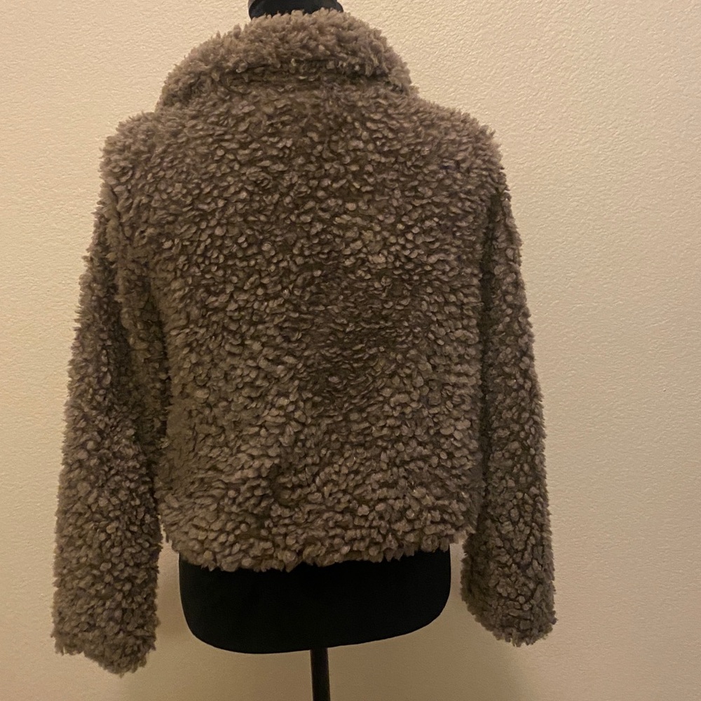 Mind Code Taupe Faux Fur Jacket - Picture 3 of 4